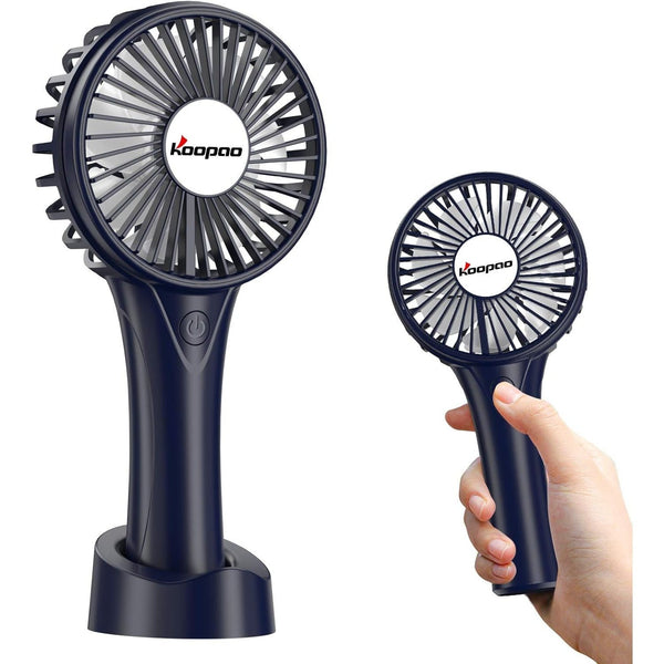 KOOPAO Handheld Mini Fan Rechargeable 2500mAh | Portable USB Desk Fan with 3 Speeds | Quiet Personal Fan with Stand & Phone Holder for Home Office Travel