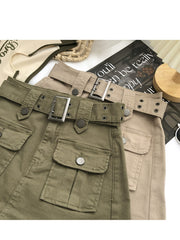 Women's High Waist Cargo Skort with Belt & Built-In Shorts - -Line Mini Skirt, Belted Waistband, Machine Washable Short Length Suitable for,, Casual Attire - Casual Streetwear Outfits