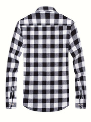 Men's 3pcs Fashion Casual Flannel Plaid Shirts for All Seasons