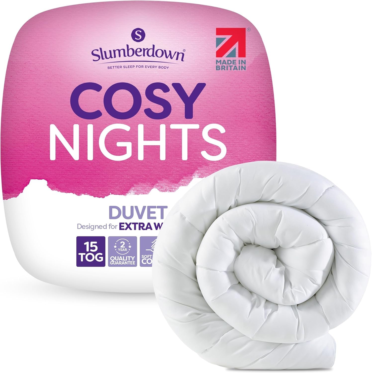 Slumberdown Cosy Nights Double Duvet 10.5 Tog - Breathable & Soft All Year-Round Double Quilt for Summer, Autumn & Winter | Uk-Made, Non-Allergenic & Washable (200 X 200Cm)