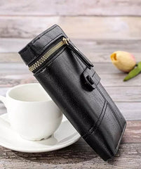 Womens Black Soft Leather Zip Clutch Coin Purse Wallet Ladies Credit Card Holder