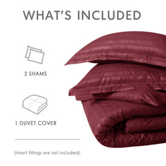 Premium Hotel Quality Satin Stripe Duvet Cover Set Double with Pillowcases | Reversible Soft Quilt Bedding | Easy Care Breathable Luxury Quilt Cover