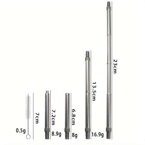 Reusable Straw Foldable Collapsible Retractable Metal Straws Carry Case Brush