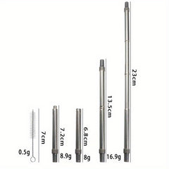 Reusable Straw Foldable Collapsible Retractable Metal Straws Carry Case Brush