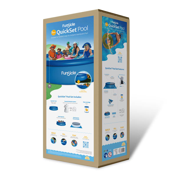 Funsicle 12Ft (3.6M) Quickset Pool with RX330 Cartridge Filter Pump, Pool Cover & Ground Cloth