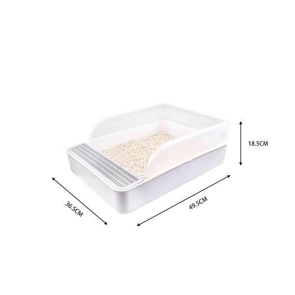 51cm Extra Large Open Cat Litter Tray High Sided Deep Jumbo Rim Pan Box Loo Toilet Large Cat Litter Tray Box, Cat Litter Box Cat Toilet Tray Anti-Splash Non Slip High Sided Deep Toilet Loo Adult Cats Kitten Pan Pet Loo Easy Cleaning | Pet Toilet, White