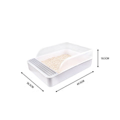 51cm Extra Large Open Cat Litter Tray High Sided Deep Jumbo Rim Pan Box Loo Toilet Large Cat Litter Tray Box, Cat Litter Box Cat Toilet Tray Anti-Splash Non Slip High Sided Deep Toilet Loo Adult Cats Kitten Pan Pet Loo Easy Cleaning | Pet Toilet, White