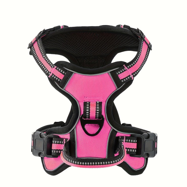 Non-Tension Pet Carrier with 2 Leash Clips Adjustable Padded Dog Vest Reflective Non-Choking Pet Oxford Vest with Easy to Control Handle for Small Medium And Large Dogs