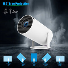 HD Wireless Portable Projector Mini Home Native resolution 1280x720 HD 720p Theater Projectors 180 Degree Rotation With Dual Wifi Built-in Android 11.0 OS