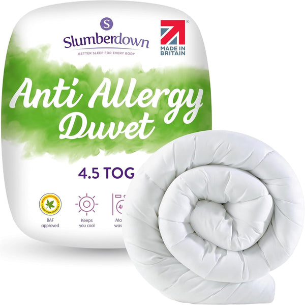 Slumberdown anti Allergy Double Duvet 10.5 Tog - Allergy UK Approved All Year round Double Quilt for Allergy Sufferers - Made in the UK, anti Bacterial and Machine Washable Bedding (200 X 200Cm)