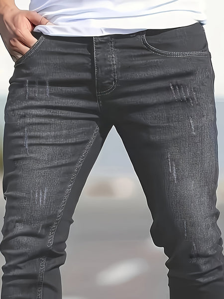 Geng Yuan Shi Selected Products - Men'S Tight Body Fit Casual Fashion Elastic Denim Pants