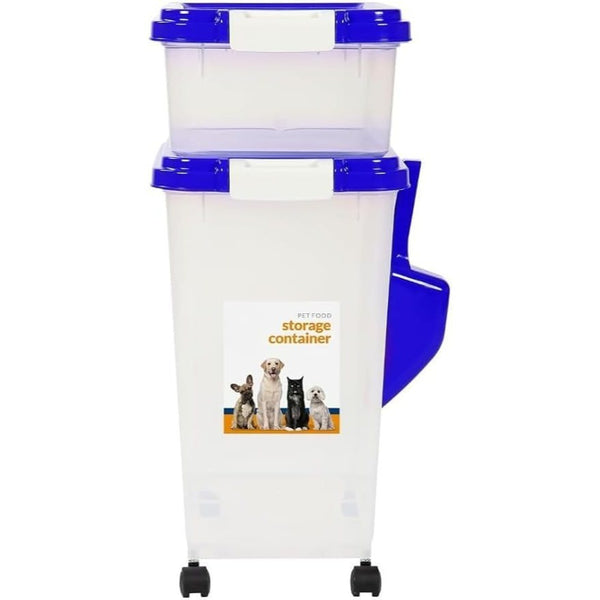 Prime Paws 3-Piece Pet Food Storage Container – Airtight Pet Food Container with Plastic Measuring Scoop, Dry Food Dispenser, for Pets, Dogs, Cats, and Animals