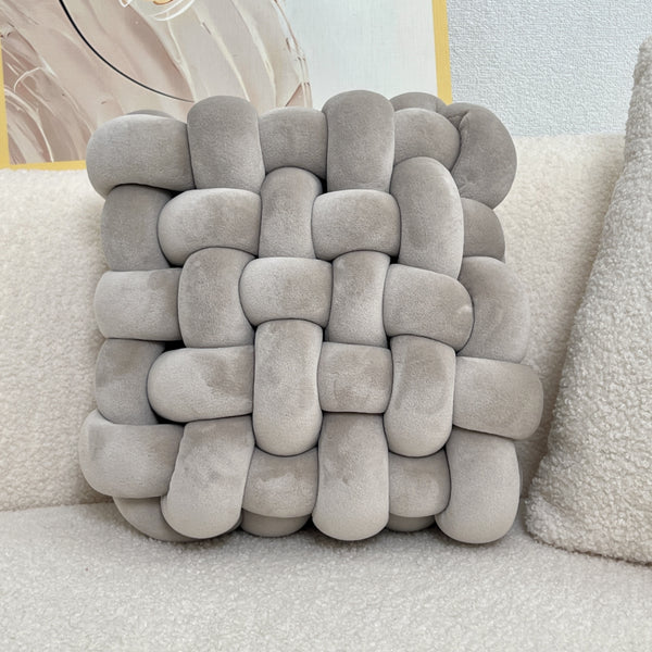 1pc Hand-woven Square Cushion Knot Pillow