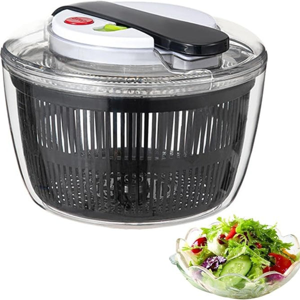 Large Manual Lettuce Spinner & Fruits Vegetable Washer Dryer with Rotary Handle, Salad Spinner, Tastier Salads, 24*17*24cm