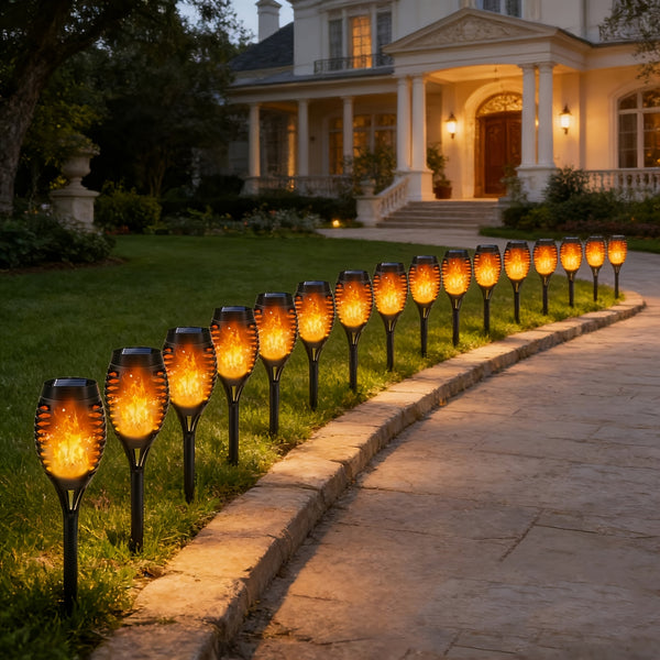 6/8/12pcs Solar Torch Lights Outdoor, Light with Vivid Dancing Flickering Flames for Landscape Garden Pathway, Auto On/Off, for Christmas Decor, Ideal for Christmas Gift