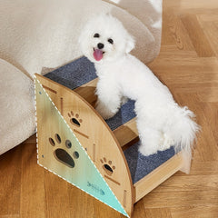 Sturdy Wooden Pet Stairs with Soft Steps - Non-Slip Dog ladder, Portable pet staircase with, for Small, Medium, Large Dogs - Ideal for Beds, Couches, Crate - Easy to Clean & Space-Saving Design for Home or Travel