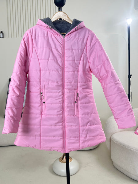 Women's Zip-Up Long Sleeve Slim Fit Padded Hooded Coat