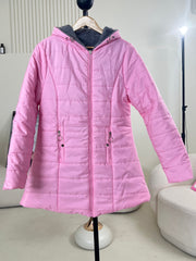 Women's Zip-Up Long Sleeve Slim Fit Padded Hooded Coat