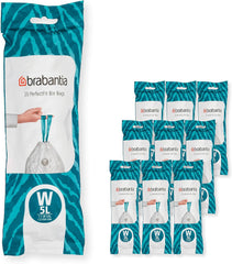 Brabantia Perfectfit Bin Liners (Size G/23-30 Litre) Thick Plastic Trash Bags with Tie Tape Drawstring Handles (40 Bags)