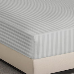 fORZA TEXTILES Luxury Stripe Fitted Sheet Soft Satin Stripe Bed Sheet with Deep Pocket Design, Strong Elasticated Corners for Secure Fit, Wrinkle Resistant and Breathable Fabric, Hotel Quality Bedding for Single Double King Super King, Multiple Colours Av