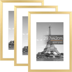 3 Pack A4 Picture Frame, A4 Black Picture Frames 21 X 29,7 Cm, Frame Wall Hanging Landscape or Portrait Orientation