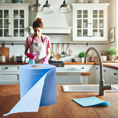 DHANZIPAK 12 x Pack Blue Centrefeed Rolls – 2-Ply, 46m Per Roll (200 Sheets) – 166mm Height – Super Absorbent & Strong Kitchen Roll – Ideal for Cleaning, Catering, Kitchens, Garages & Commercial Use
