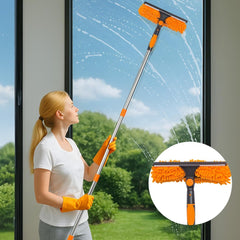 4M Window Squeegee Set Glass Cleaning Tool with Extension Poles & Washer for Indoor and Outdoor Use