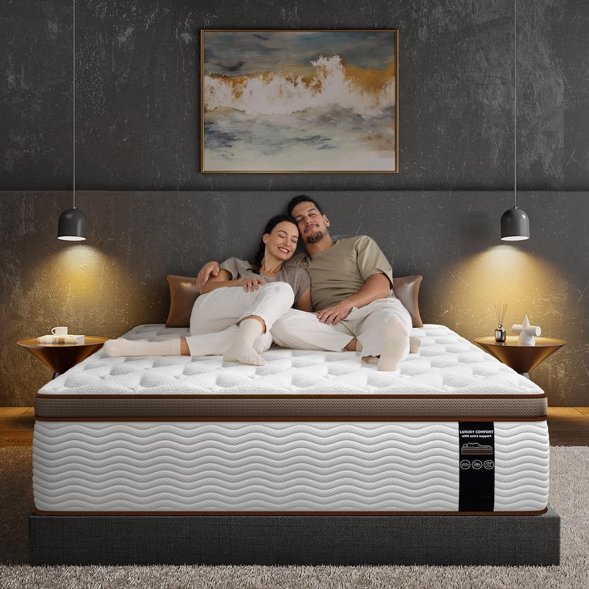 Double Mattress 135x190x28cm 2000+ Pocket Springs & Memory Foam 7-Zone Ortho Support Bamboo Charcoal Layer Motion Reduction Anti-Sag Medium Firm (H3) Box Delivery 200-Night Trial (Christmas Halloween Valentine'S Day gifts)Christmas gift Pocket Spring and