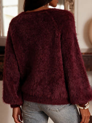 New Autumn Winter Niche Cardigan for Women, Lazy Style Sweater Coat, Wine Red Faux Mink Velvet Round Neck Designer Cardigan, Casual Elegant Autumn Winter Coat, Urban Commuter Basic Versatile, Stylish Casual Vacation Style, Designer Pattern Niche
