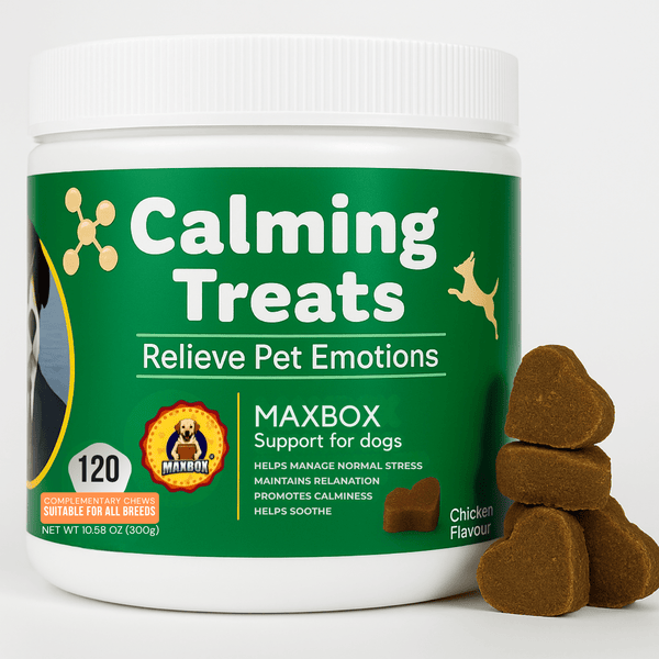 MAXBOX Dog Calming Treats - Calming Dog Treats，120 Soft Chews for Dogs ，Dog Calming & Stress Relief Chewable Tablets For Dog