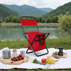 1PC Folding Chair with Storage, Foldable Fishing Seat Lightweight Chair, Portable Chair Home, Small/Large More Colors