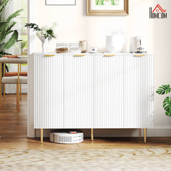 Sideboard Buffet Cabinet, Modern Kitchen Storage Cabinet with 4 Doors And Adjustable Shelves, Living Room Cabinet with Metal Legs for Hallway, White, Closet Storage System, Home Storage, Suitable for Storing Clothes And Books in The Living Room And Bedroo
