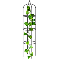 Steel Garden Obelisk Plant Support Trellis 1.9m | Black Weather-Resistant Metal Cylindrical Frame for Climbing Plants (Plant Not Included)