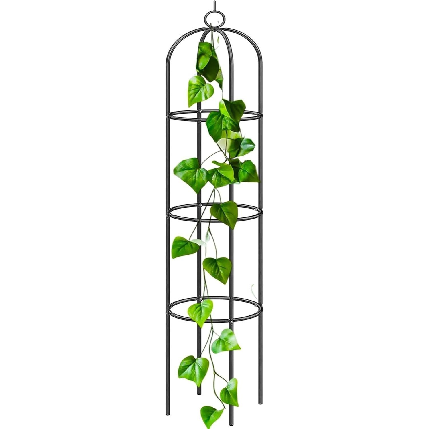 Steel Garden Obelisk Plant Support Trellis 1.9m | Black Weather-Resistant Metal Cylindrical Frame for Climbing Plants (Plant Not Included)