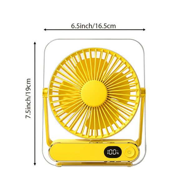 Mini Portable USB Fan Desktop Fan Rechargeable, Ultra-Quiet 5-Speed Adjustment Foldable 180 Degree Adjustable with LED Display for Office, Home, Outdoor, Camping And Travel