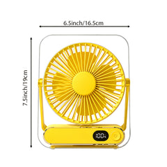 Mini Portable USB Fan Desktop Fan Rechargeable, Ultra-Quiet 5-Speed Adjustment Foldable 180 Degree Adjustable with LED Display for Office, Home, Outdoor, Camping And Travel