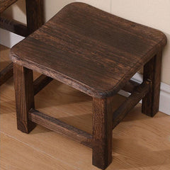 Classic Dark Brown Wooden Shoe Changing Stool with Storage Storage Stool with Drawer- Traditional Style Armless Non- Upholstered Shoe Bench, Smooth Surface& Hollow Handle Design, Durable Natural Wood for Entryway, Living Room, Bedroom