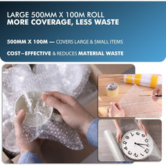 Bubble Roll Wrap 500mm x 100m, Large Protective Packaging Wrap for Moving, Shipping & Storage