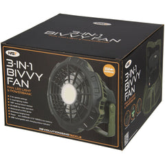 NGT XL USB Rechargeable Fan with Light & Powerbank | 3-in-1 Bivvy Fan, Lantern & Portable Charger | Carp Fishing & Camping Essential