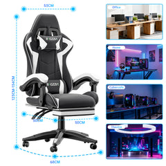 GartistGo Gaming Chair With footrest,Computer Chairs with Lumbar Cushion + Headrest, Height-Adjustable Office Chair for Adults, Girls, Boys