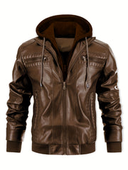 Men's Casual 2in 1 Jacket, Chic Bomber Jacket Biker Jacket with Zipper Pockets