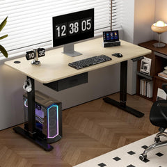 Electric Standing Desk, Sit Stand Table, Height Adjustable Electric Standing Computer Desk with USB Charging Port and Desk Drawer for Home Office