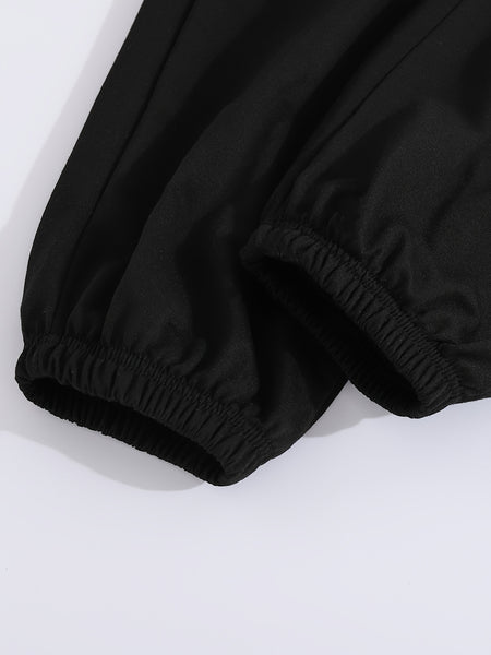 Women's Solid Color Suit, Polyester Fabric, Machine Washable, Casual and Loose Fit, Suitable for Going Out, Drawstring Sleeveless Hooded Sweatshirt, Trouser Suit.