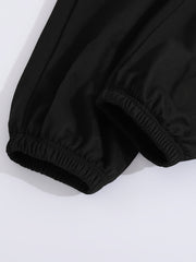 Women's Solid Color Suit, Polyester Fabric, Machine Washable, Casual and Loose Fit, Suitable for Going Out, Drawstring Sleeveless Hooded Sweatshirt, Trouser Suit.