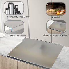 1 Oversized Extra-thick Stainless Steel Cutting Board, Modern Minimalist Style with a Silvery Rectangular Curved Design, Easy to Clean, Suitable for Industrial Science/kitchen Cooking/home/outdoor Camping, Kitchen Utensils, Lab Mats, Handmade Mats