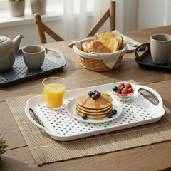 2-Pack Non-Slip Rectangular Plastic Serving Tray – High-Grip Surface, Easy-Hold Handles