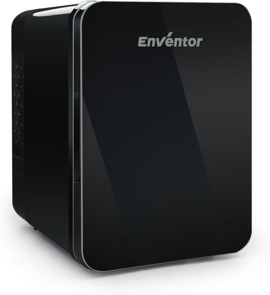 Enventor Mini Fridge 4 Litre, 6 Can Mini Fridges for Bedrooms, AC+12V DC Power Cooler & Warmer, Portable Small Fridge for Car, Travel, Home/Skincare, Makeup, Cosmetics/Drinks, Fruit, Food, Black