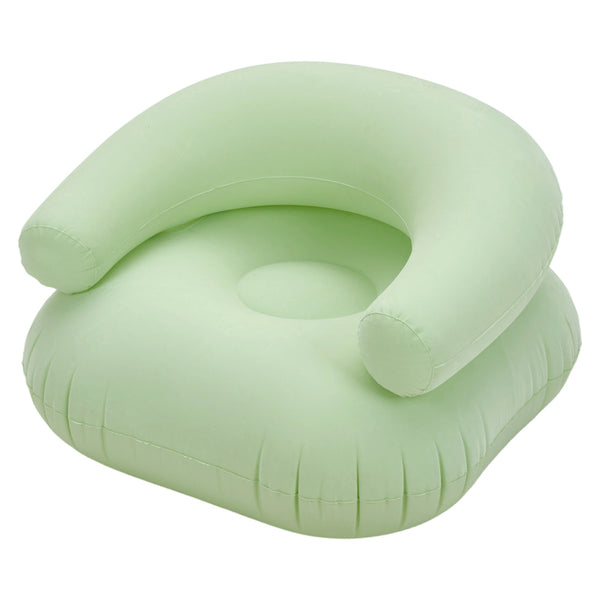 73*73*52cm U-shaped Outdoor Leisure Inflatable Sofas, Portable Inflatable Mattresses for Home Use, with Backrest, Foot Pump Included, Durable and Wear-resistant, Suitable for Home, Camping, Beach and Travel Use Green/Purple