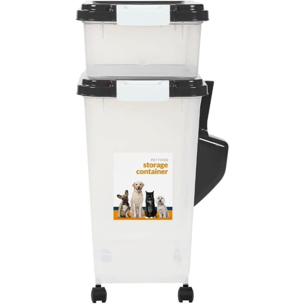 Prime Paws 3-Piece Pet Food Storage Container – Airtight Pet Food Container with Plastic Measuring Scoop, Dry Food Dispenser for Pets, Dogs, Cats, and Animals