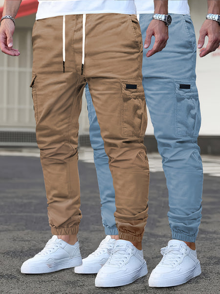 2pcs Men's Cargo Pants - Multifunctional Pockets, Adjustable Drawstring, Suitable for Everyday Casual and Formal Wear in All Seasons - Great Birthday/Christmas Gift - Machine Washable and Durable, a Must-have for Outdoor Enthusiasts